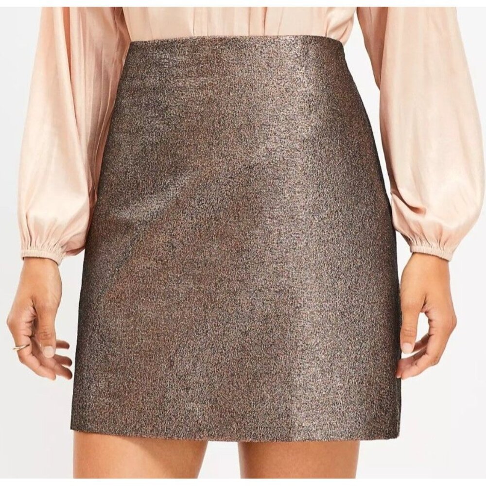 Loft Womens Plus Size 18 Metallic Taffeta Mini Skirt‎ NWT